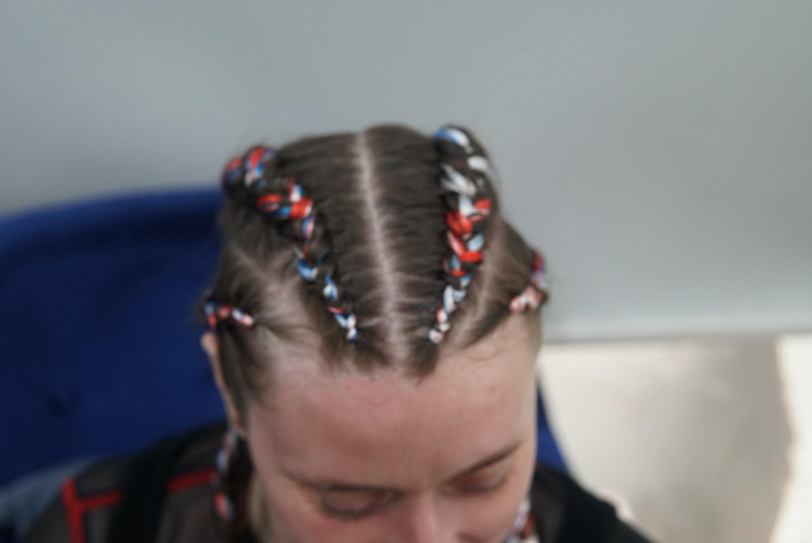 Colored braided hair extensions