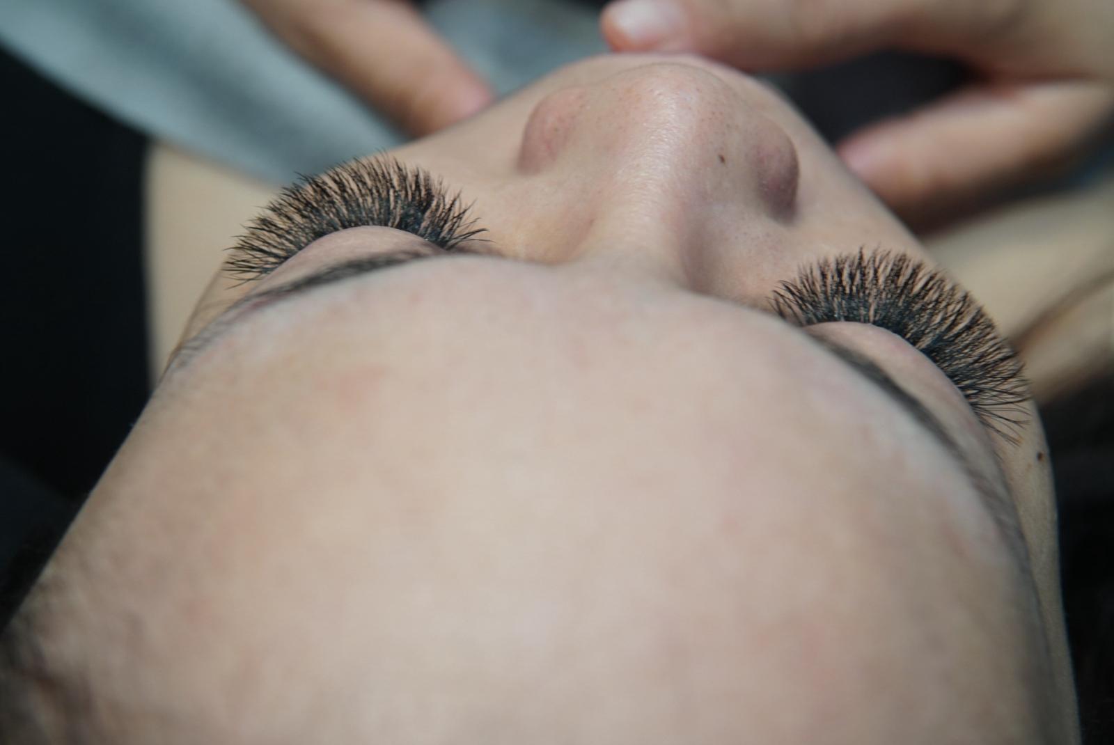 Close-up of eyelash extensions